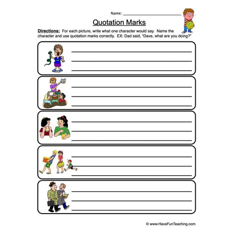 Quotation Marks Worksheet 3