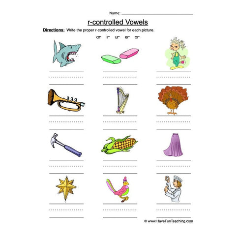 R Controlled Vowels Worksheet 2