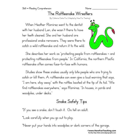 Rattlesnake Wrestlers Worksheet
