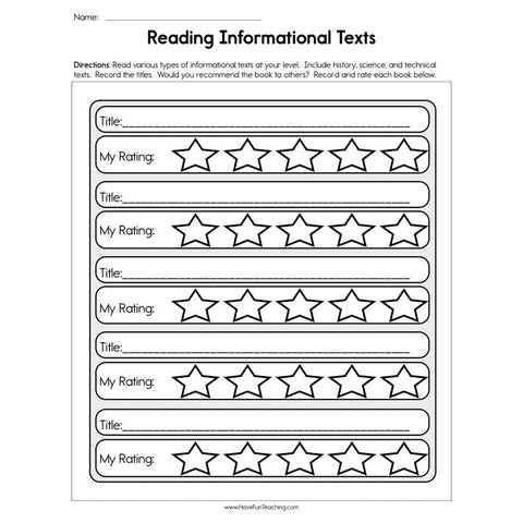 Reading Informational Texts Worksheet