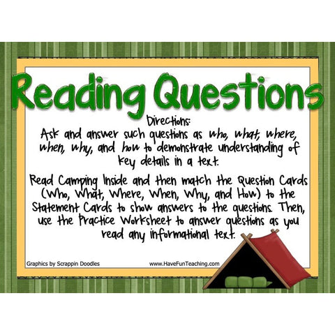 Reading Questions Camping Game