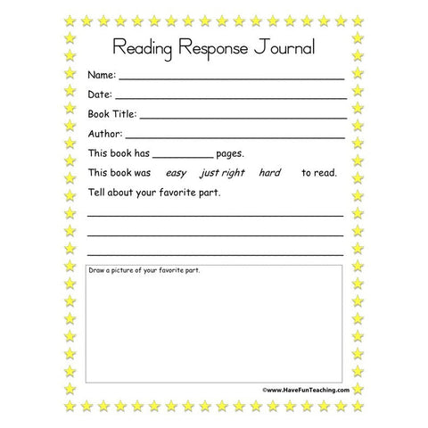 Reading Response Journal Worksheet 2