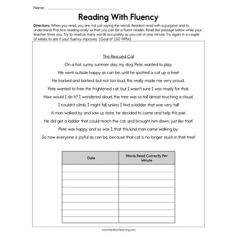 Reading with Fluency Worksheet