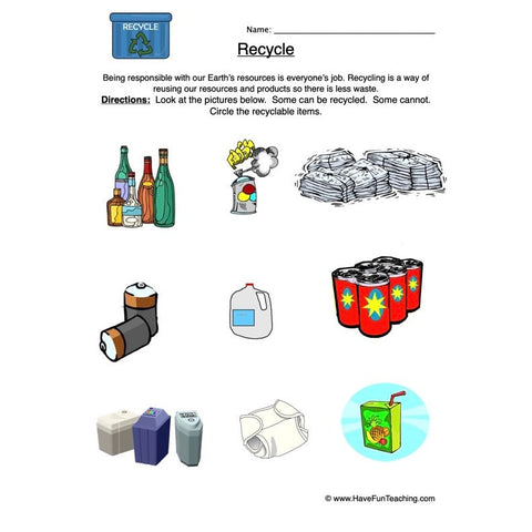 Recycle Worksheet 2