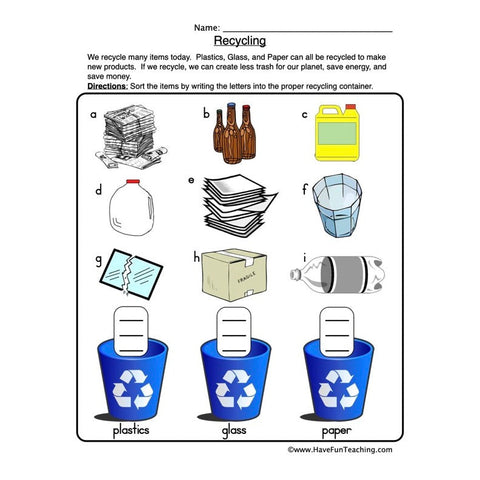 Recycling Worksheet
