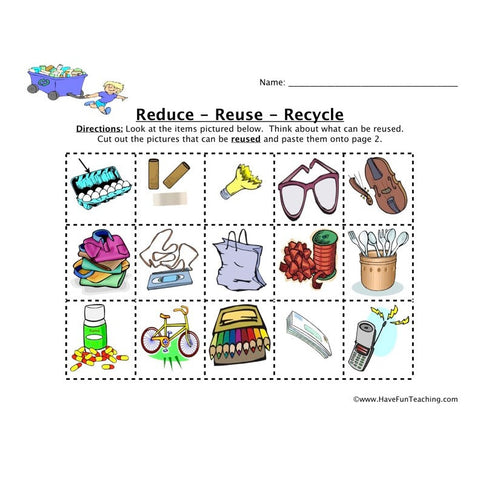 Reduce Reuse Recycle Worksheet 2