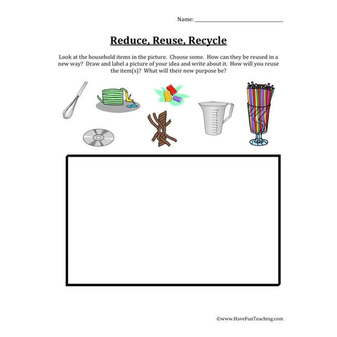Reduce Reuse Recycle Worksheet 3