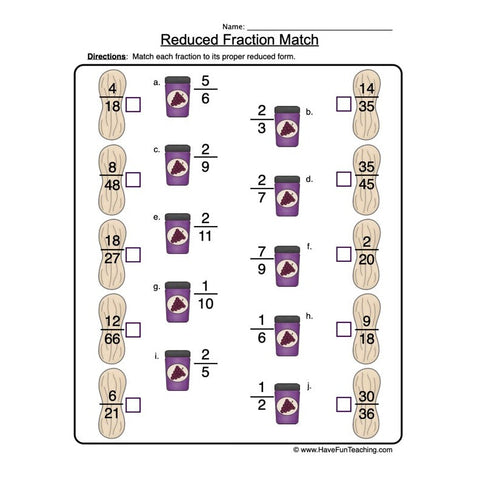 Reducing Fractions Worksheet 2