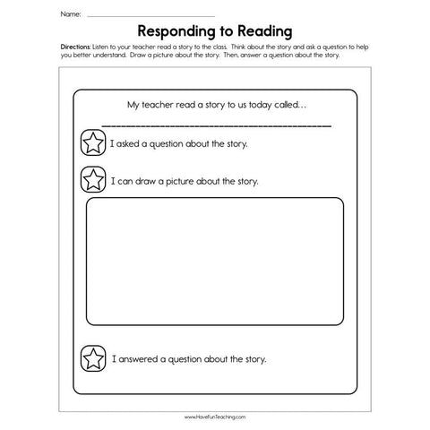 Responding to Reading Worksheet