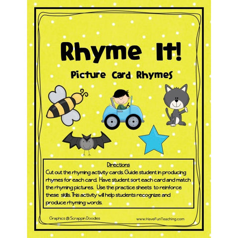 Rhyme It Picture Cards Rhyming Game