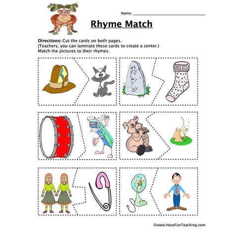 Rhyme Matching Worksheet