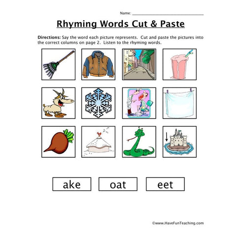 Rhyming Words Worksheet 3