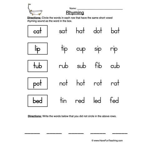 Rhyming Worksheet