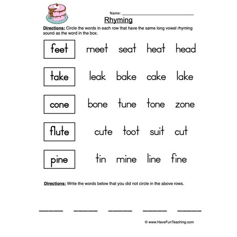 Rhyming Worksheet 3