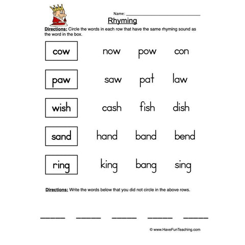 Rhyming Worksheet 5
