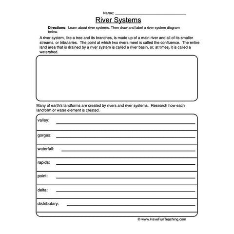 River Systems Worksheet