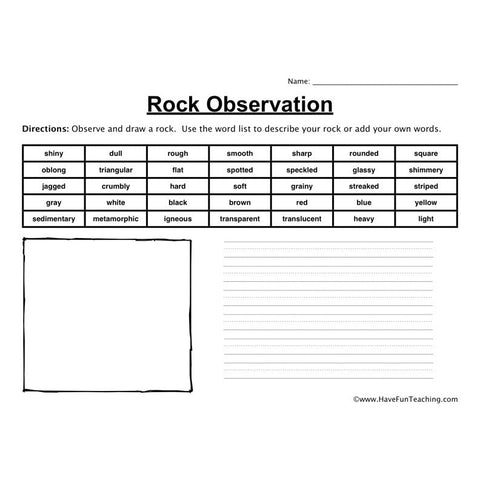 Rock Observation Worksheet
