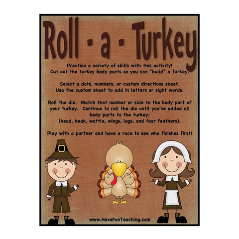 Roll a Turkey Thanksgiving Game