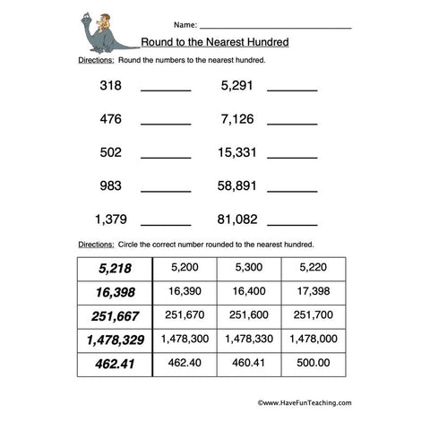 Round Nearest Hundred Worksheet 2
