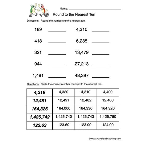 Round Nearest Ten Worksheet 2