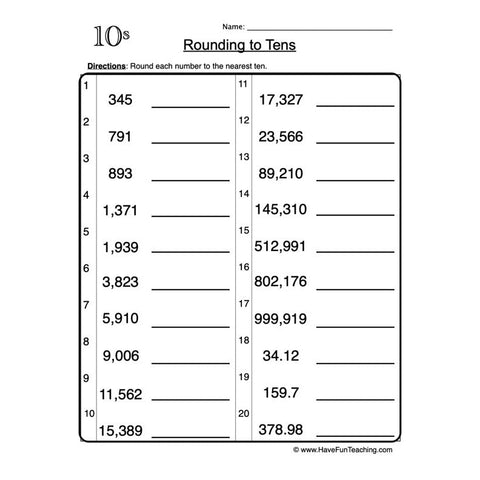 Rounding Worksheet