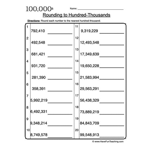 Rounding Worksheet 2
