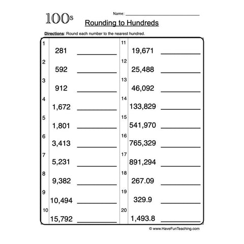 Rounding Worksheet 3