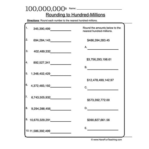 Rounding Worksheet 4