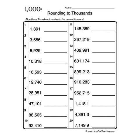 Rounding Worksheet 5