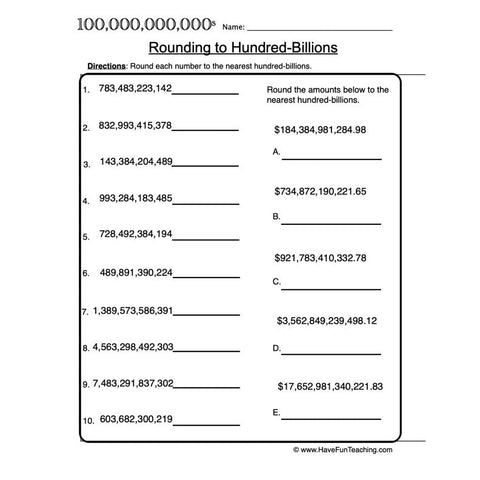 Rounding Worksheet 6