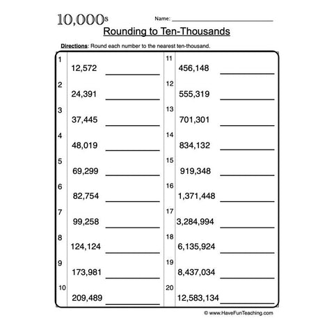 Rounding Worksheet 7