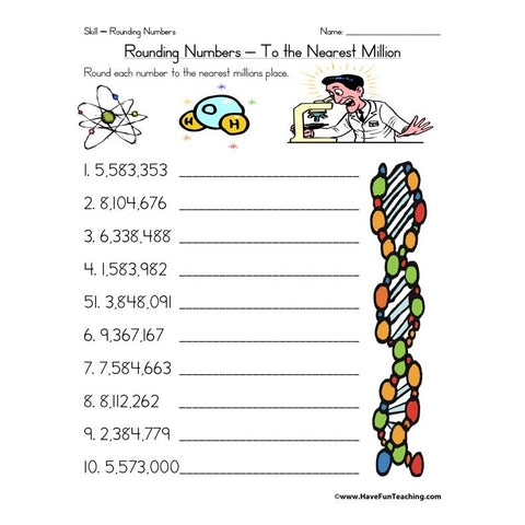 Rounding Nearest Million Worksheet