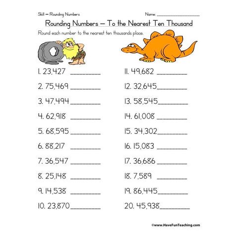 Rounding Nearest Ten Thousand Worksheet
