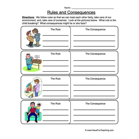 Rules Consequences Worksheet