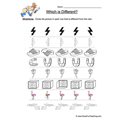 Same Different 10 Worksheet