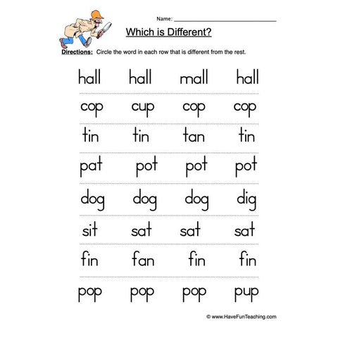 Same Different Worksheet