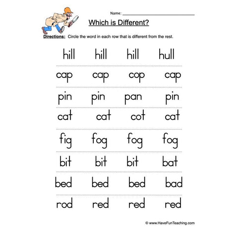 Same Different Worksheet 3