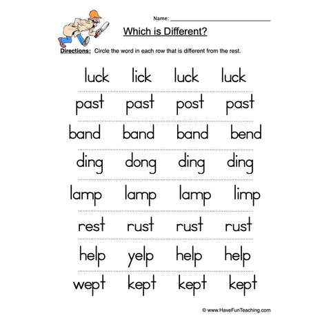 Same Different Worksheet 5