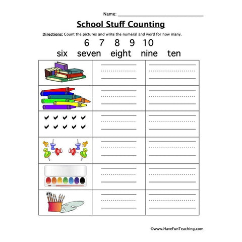 School Counting Worksheet