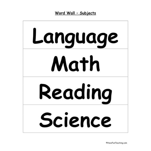 School Subjects Worksheet