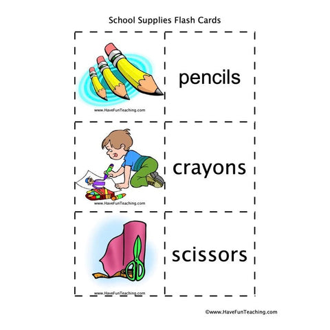 School Supplies Flash Cards