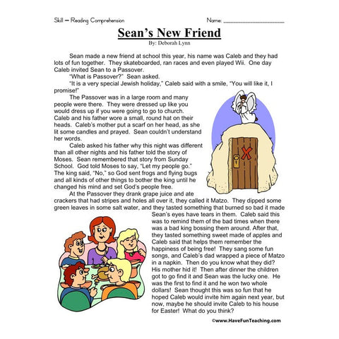Seans New Friend Worksheet