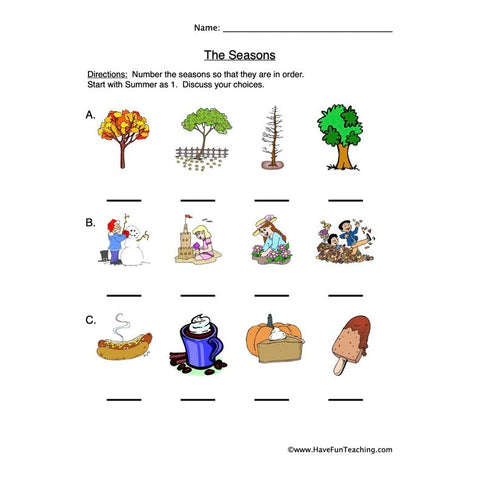 Seasonal Cycles Worksheet