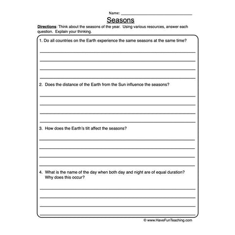 Seasons Worksheet 6