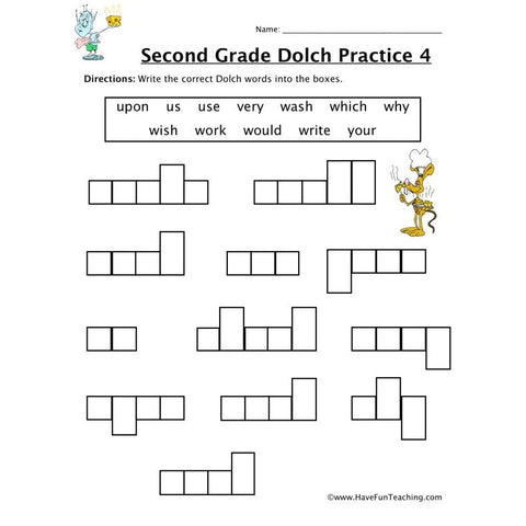 Second Dolch Worksheet 4