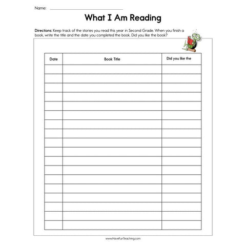 What I Am Reading Worksheet