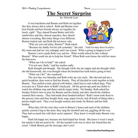 Secret Surprise Worksheet