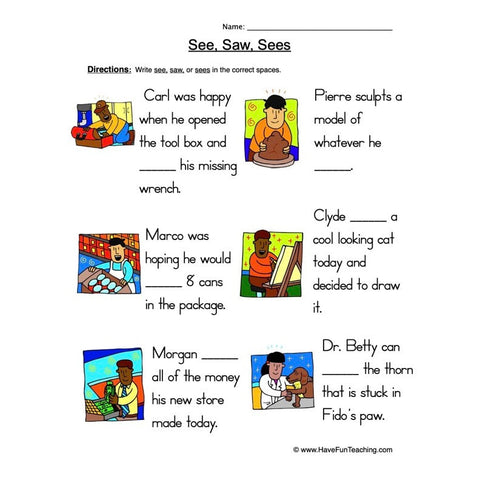 See Saw Sees Worksheet 2