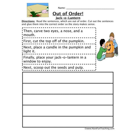 Sequence Pumpkin Worksheet