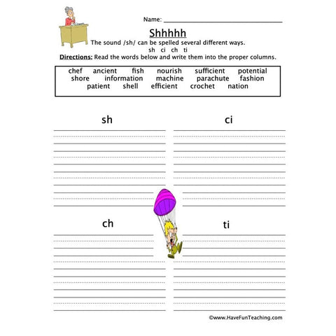 Sh Ci Ch Ti Worksheet